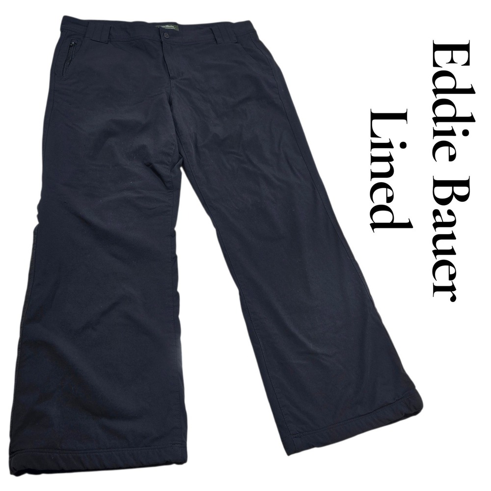 Eddie Bauer Pants Women 14 Nylon Spandex Fleece Lined Hiking Winter Outdoor